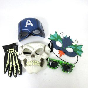 Lot of 5 Pc Captain America Skull Halloween Masks Pixel Kids Toy Dress-up Play